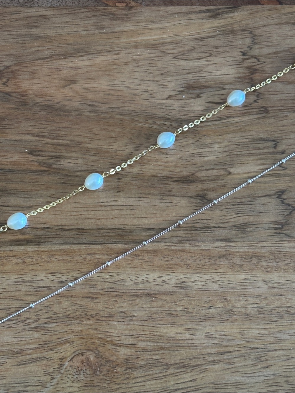 Pair of Anklets Honora Pearl 925 (Gold overlay) and 925 Sterling Beaded Station - Picture 1 of 9